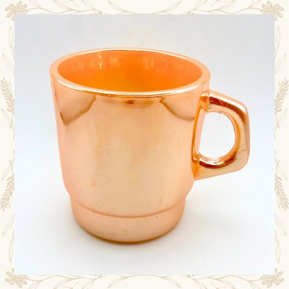 Vintage Termocrisa Peach Luster Mugs – Set of 2 (1950s) - Picture 2 of 16